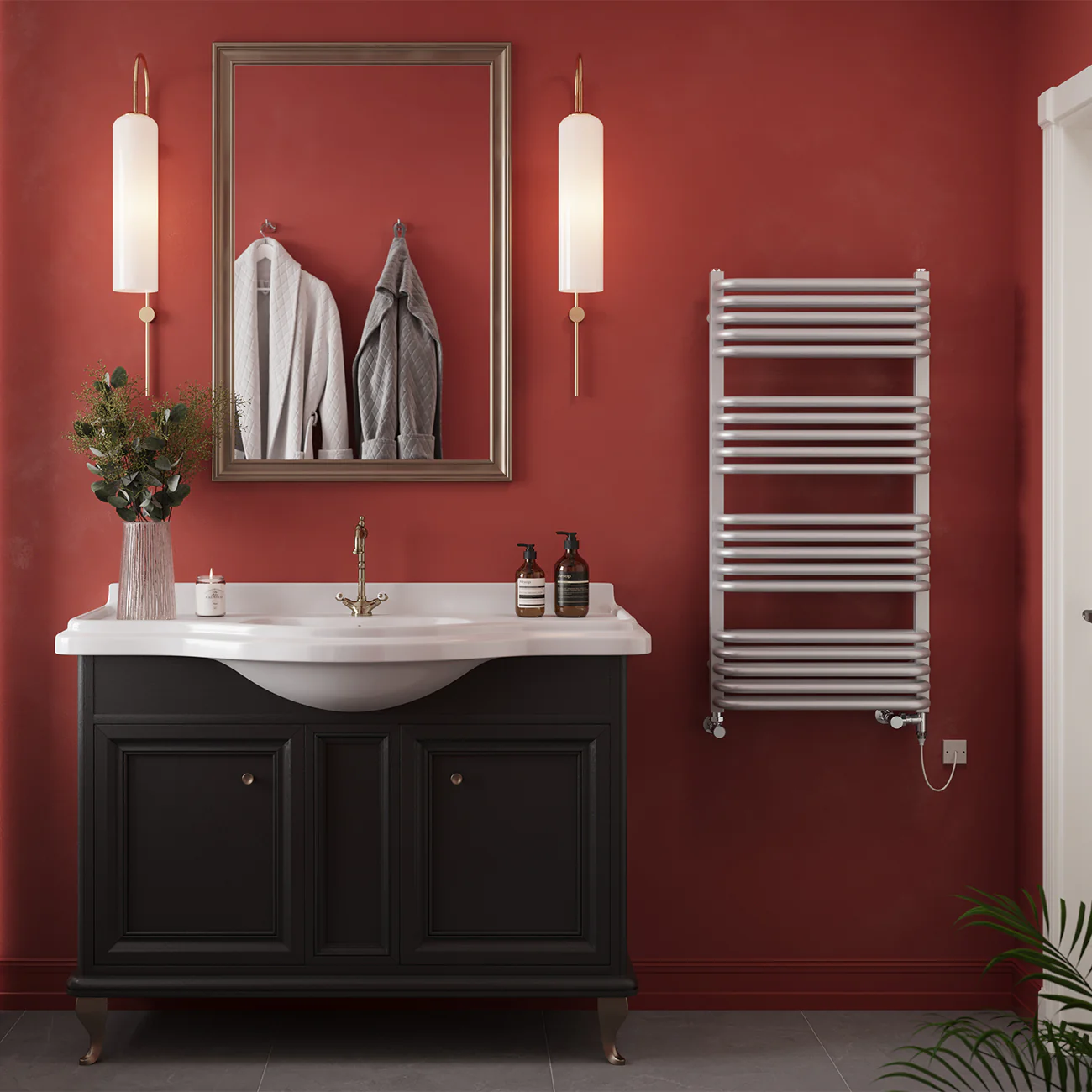 Crossmoor - Silver Dual Fuel Towel Rail H1000mm x W500mm Standard - Image 3
