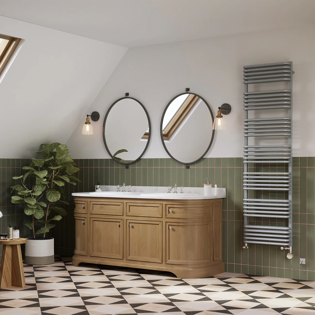 Crossmoor - Silver Dual Fuel Towel Rail H1800mm x W500mm Thermostatic - Image 3