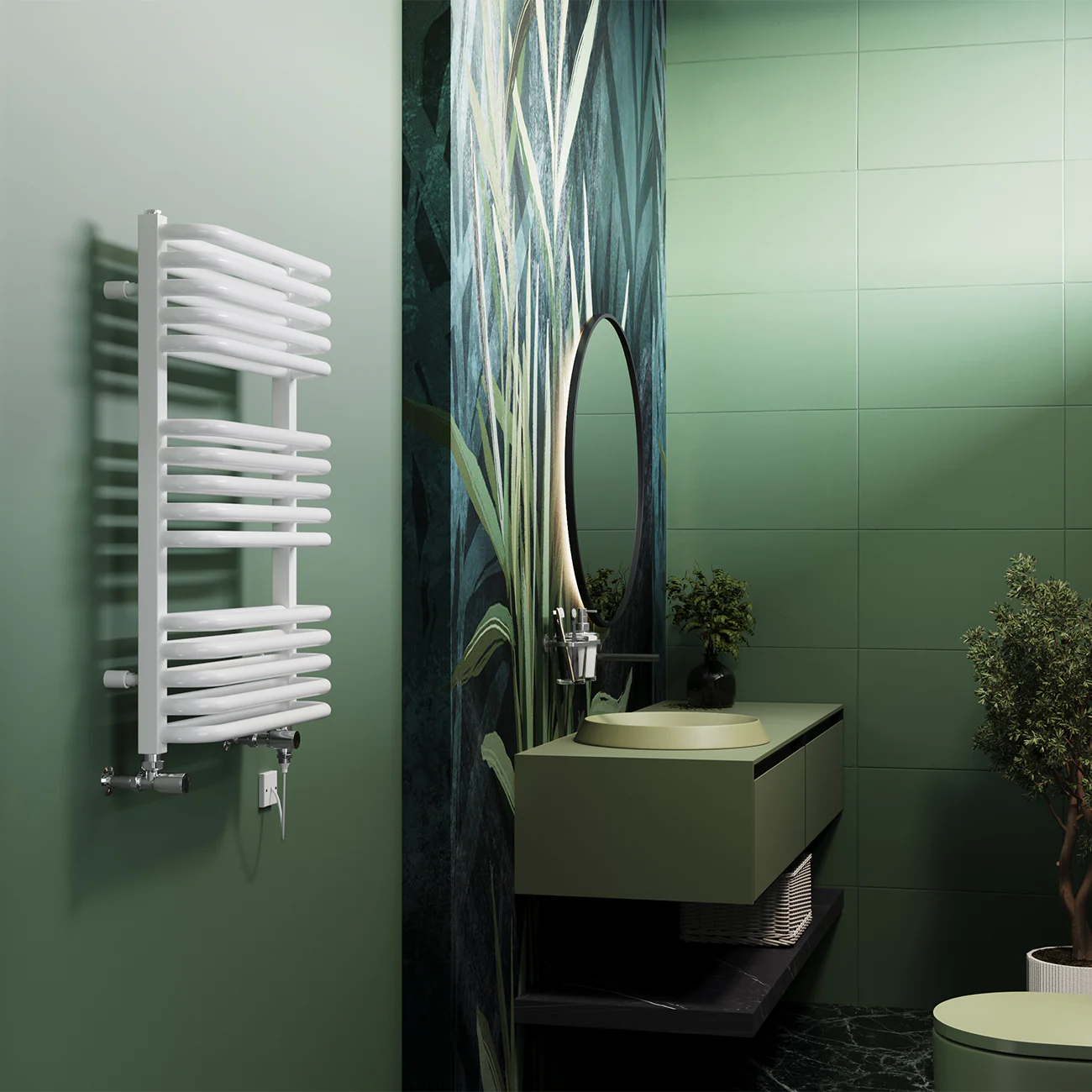 Crossmoor - White Dual Fuel Towel Rail H736mm x W500mm Standard - Image 3