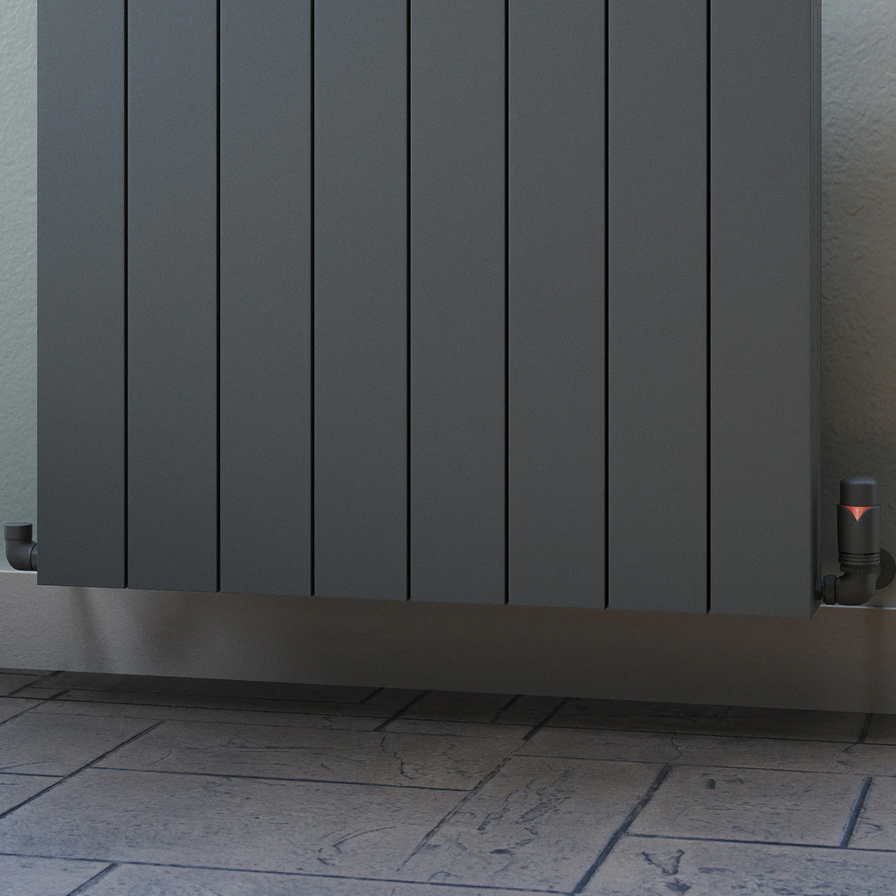 Derry Bold - Anthracite Thermostatic Radiator Valve & Lockshield Corner 8mm - Image 2