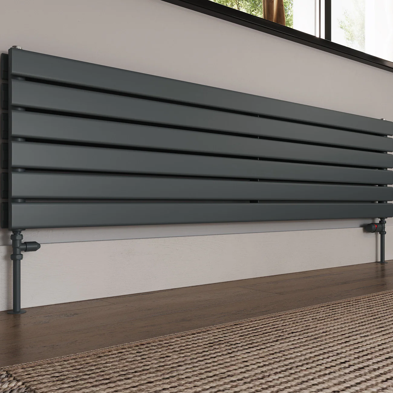 Derry Bold - Anthracite Thermostatic Radiator Valve & Lockshield Straight 10mm - Image 2