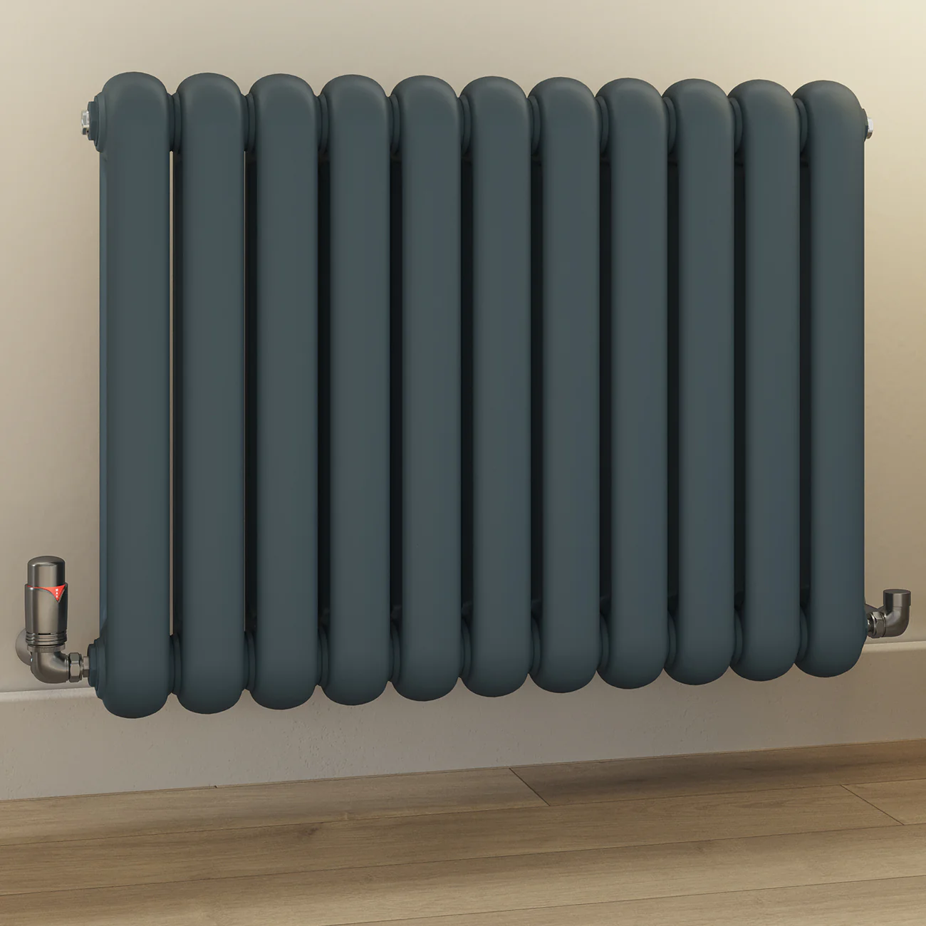 Derry Bold - Pewter Thermostatic Radiator Valve & Lockshield Corner 10mm - Image 2