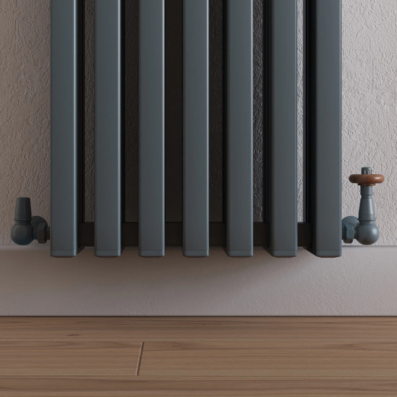 Derry Traditional - Anthracite Thermostatic Radiator Valve & Lockshield Corner 8mm - Image 2