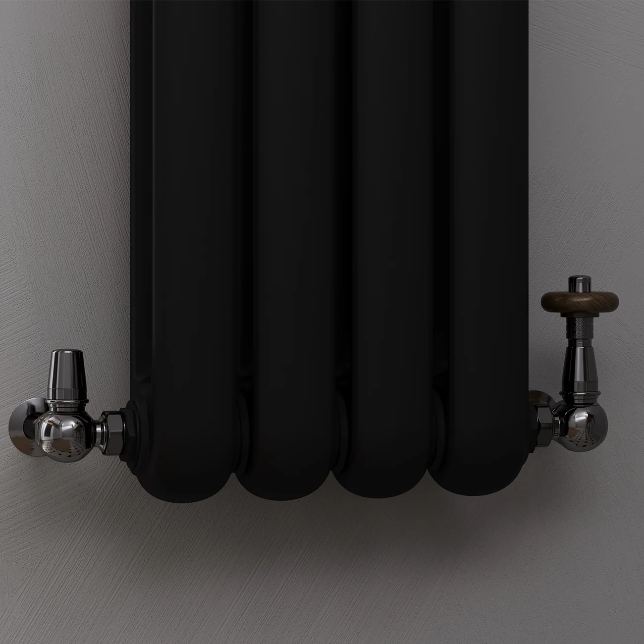 Derry Traditional - Black Nickel Thermostatic Radiator Valve & Lockshield Corner 15mm - Image 2