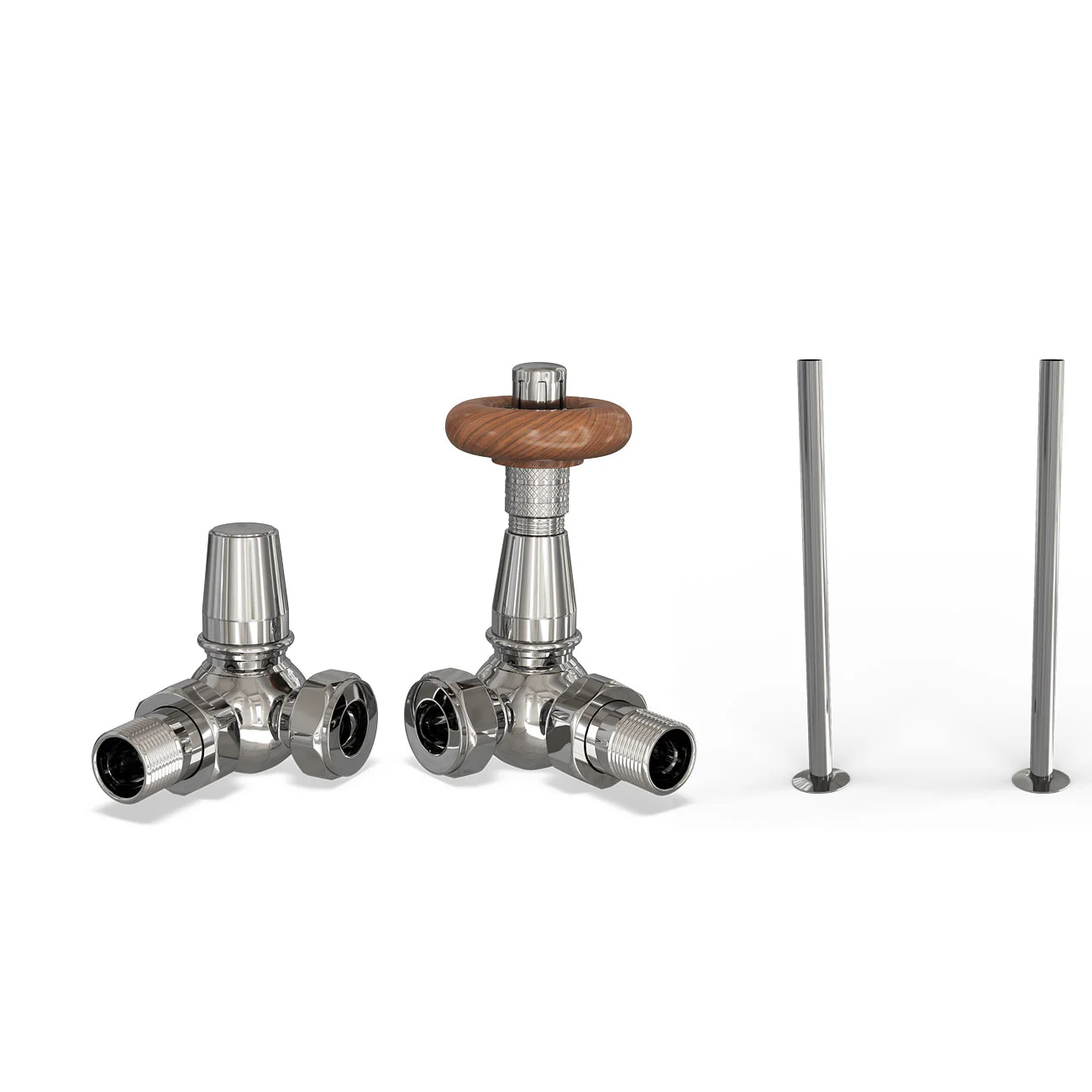 Derry Traditional - Chrome Thermostatic Radiator Valve & Installation Kit Corner 15mm
