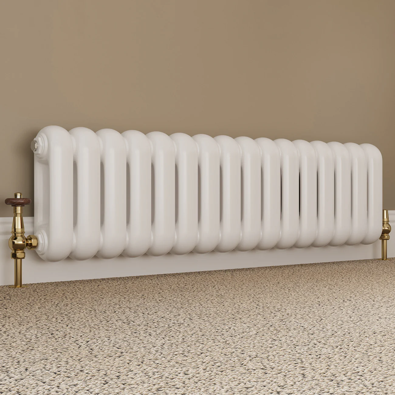 Derry Traditional - Polished Brass Thermostatic Radiator Valve & Lockshield Angled 15mm - Image 2