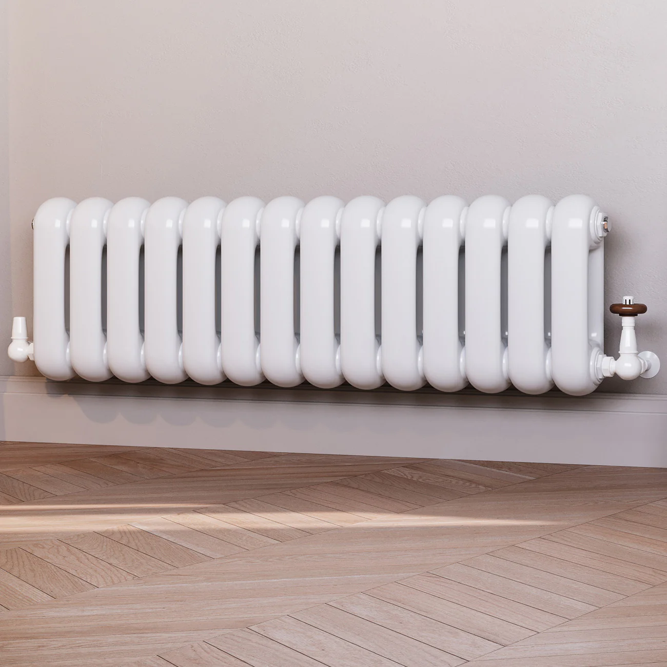 Derry Traditional - White Thermostatic Radiator Valve & Lockshield Corner 15mm - Image 2