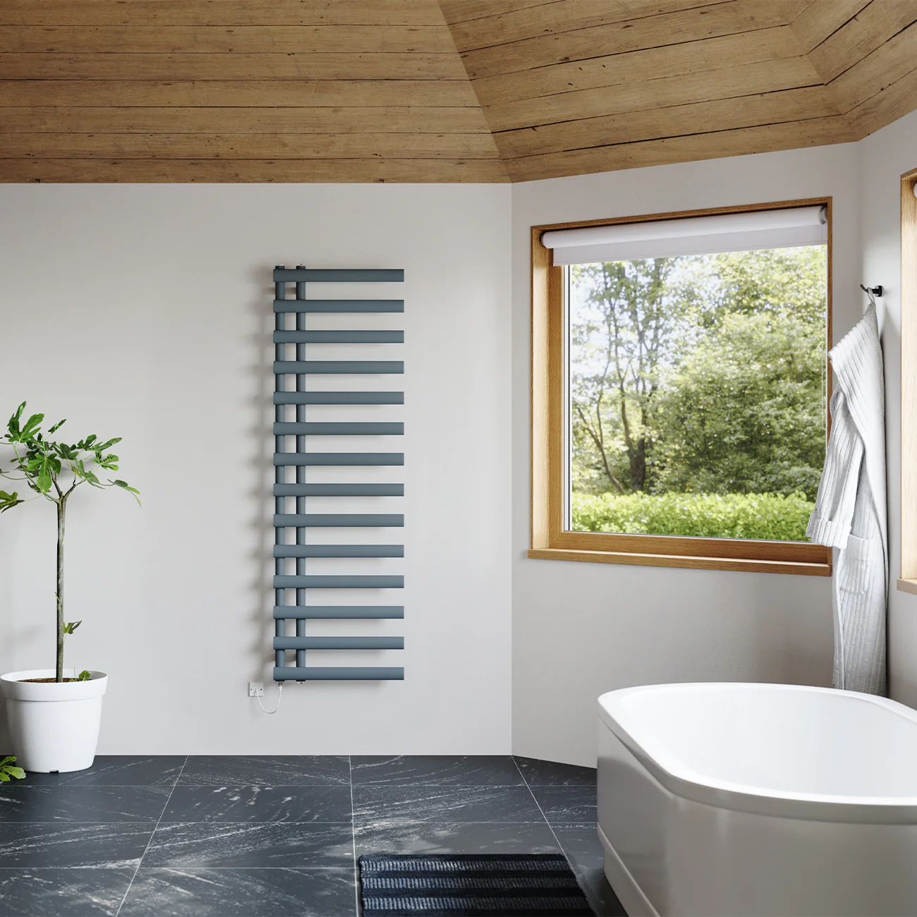 Elyan - Anthracite Electric Towel Rail H1592mm x W500mm 700w Standard - Image 3