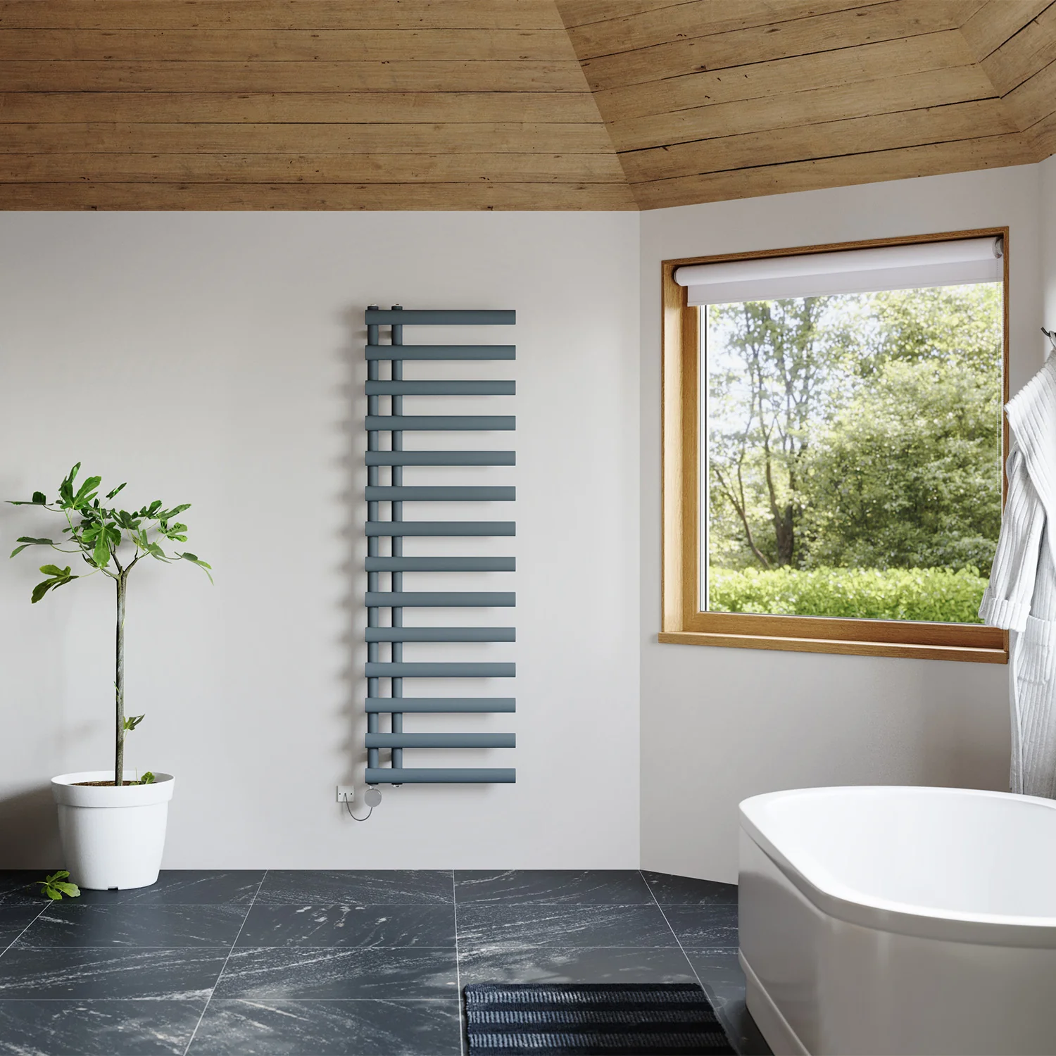 Elyan - Anthracite Electric Towel Rail H1592mm x W500mm 700w Thermostatic - Image 3