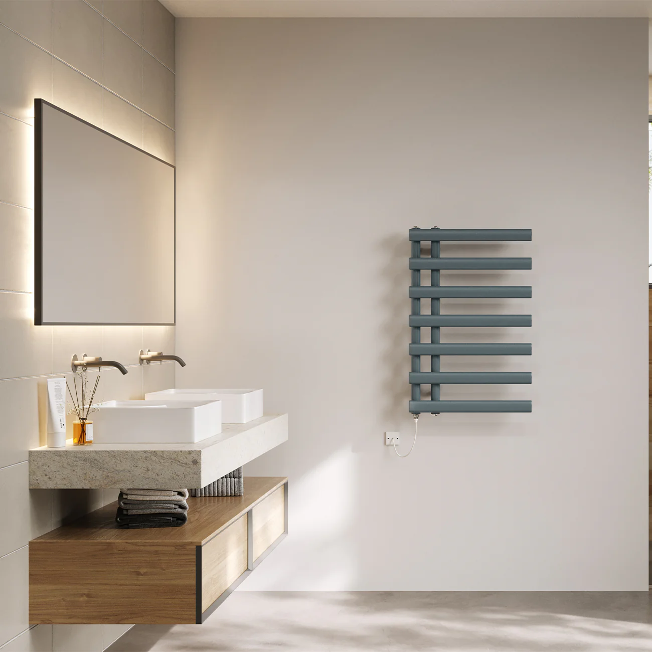 Elyan - Anthracite Electric Towel Rail H766mm x W500mm 300w Standard - Image 3