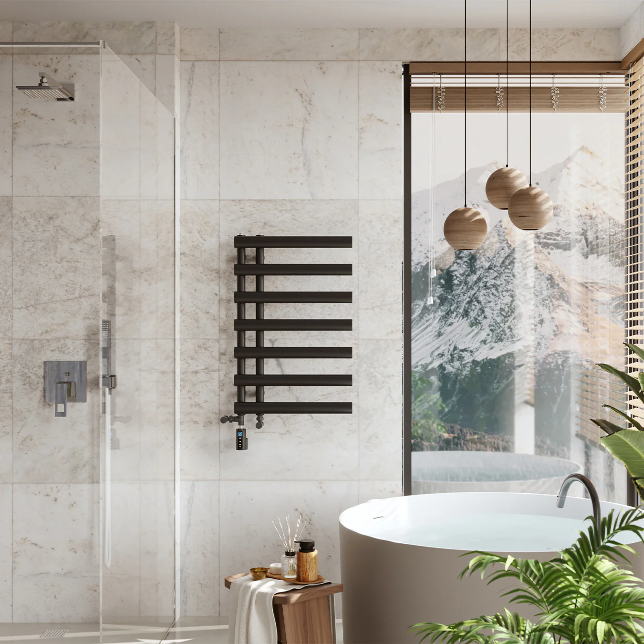 Elyan - Black Dual Fuel Towel Rail H766mm x W500mm Thermostatic WIFI - Image 3