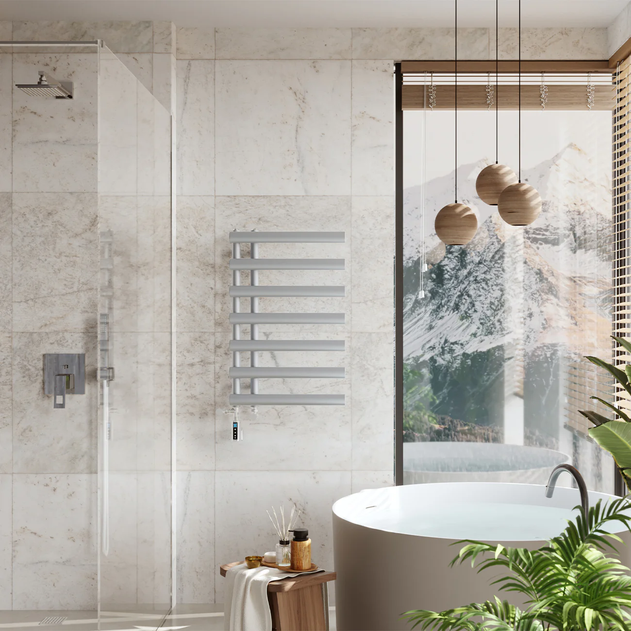 Elyan - Silver Dual Fuel Towel Rail H766mm x W500mm Thermostatic WIFI - Image 3