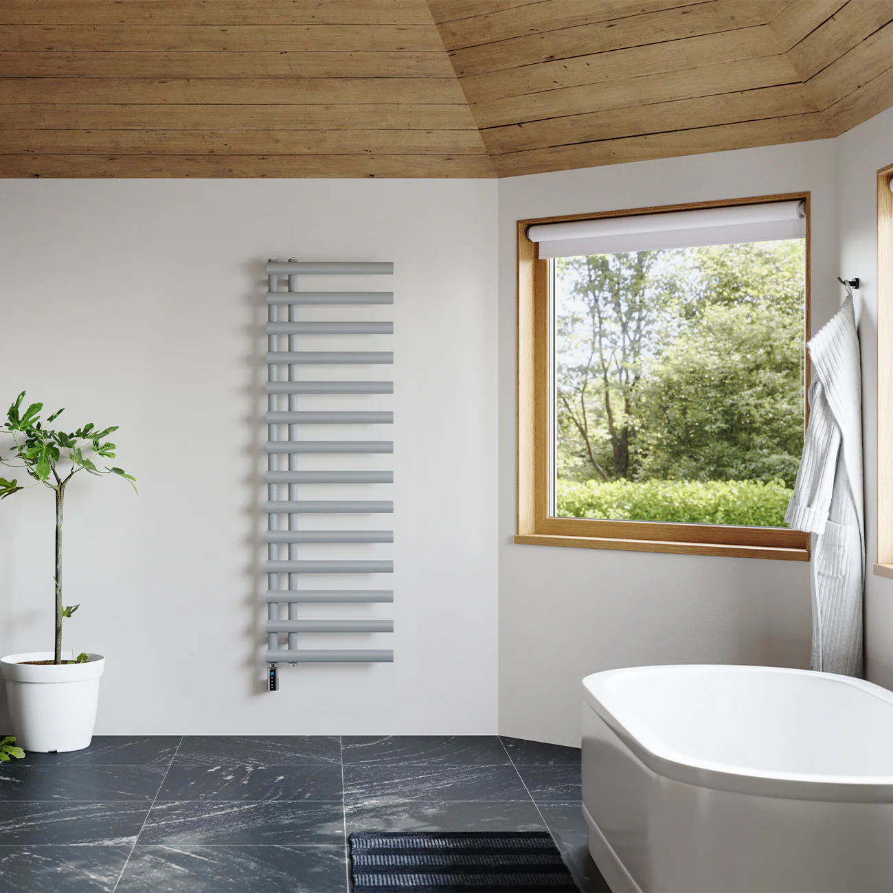 Elyan - Silver Electric Towel Rail H1592mm x W500mm 700w Thermostatic WIFI - Image 3