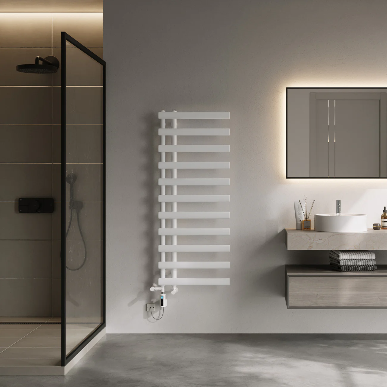 Elyan - White Dual Fuel Towel Rail H1238mm x W500mm Thermostatic WIFI - Image 3