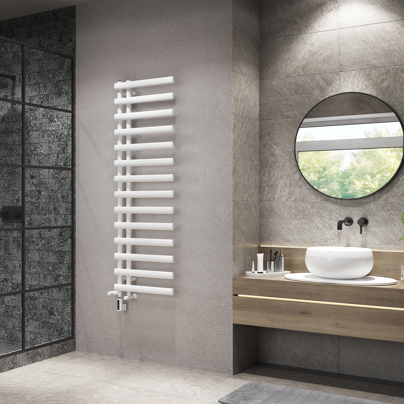 Elyan - White Dual Fuel Towel Rail H1592mm x W500mm Thermostatic WIFI - Image 3