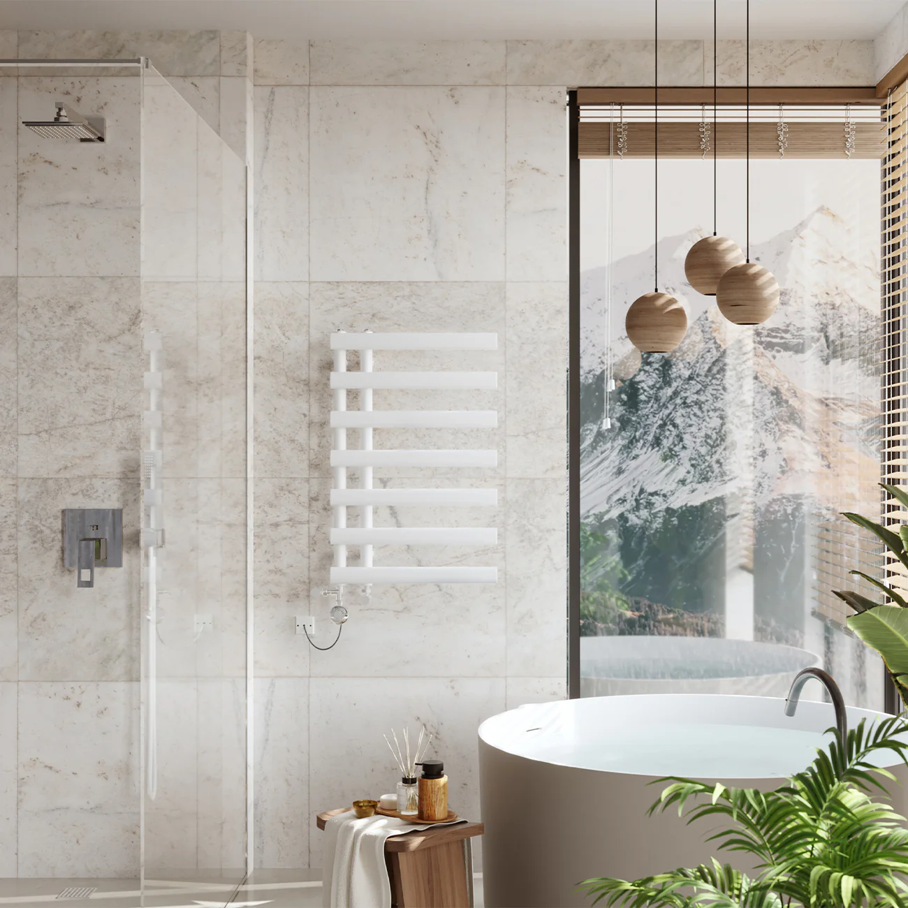 Elyan - White Dual Fuel Towel Rail H766mm x W500mm Thermostatic - Image 2