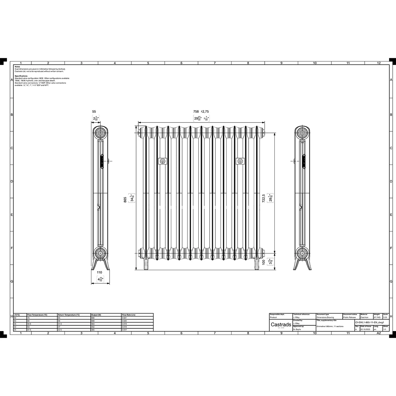 Emmeline I - Anthracite Cast Iron Column Radiator H865mm x W762mm 1 Column - Floor Standing - Image 3