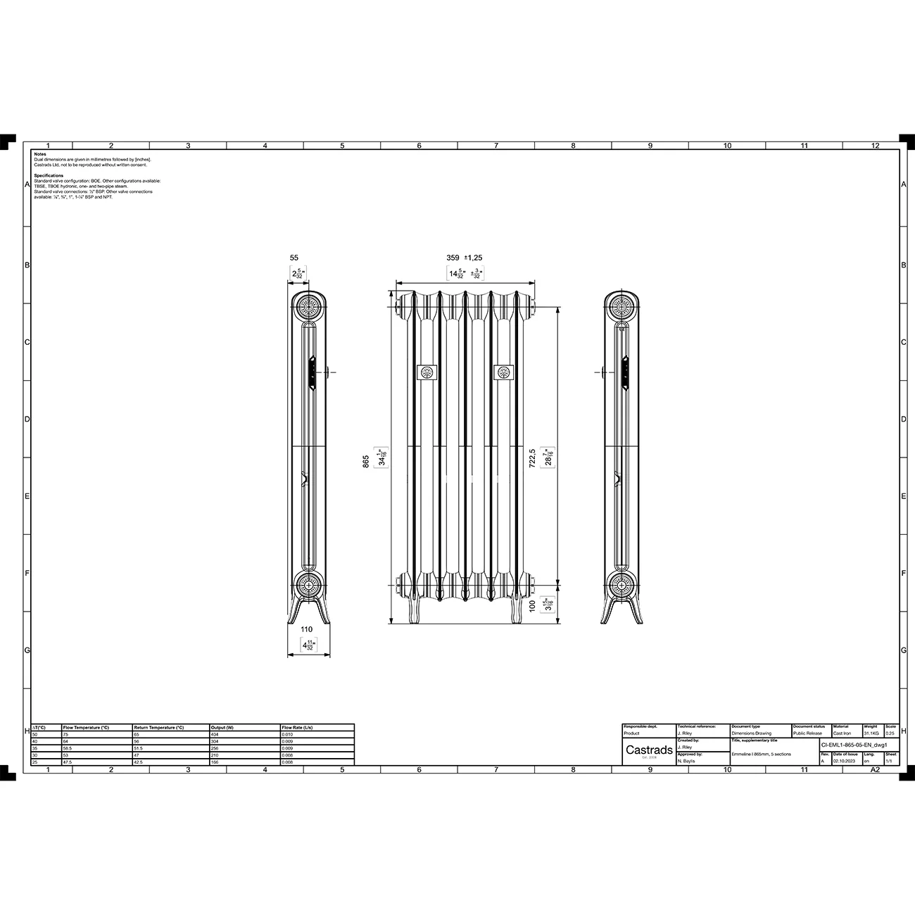 Emmeline I - Black Iron Cast Iron Column Radiator H865mm x W363mm 1 Column - Floor Standing - Image 4