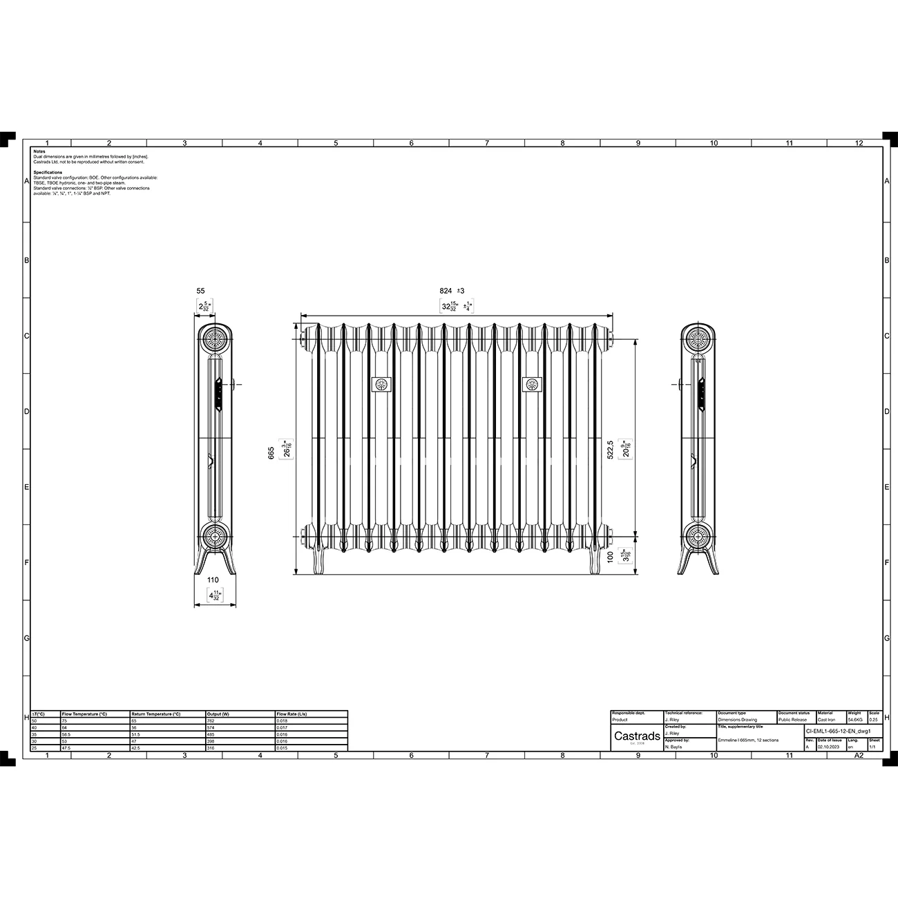 Emmeline I - Chalk White Cast Iron Column Radiator H665mm x W828mm 1 Column - Floor Standing - Image 4