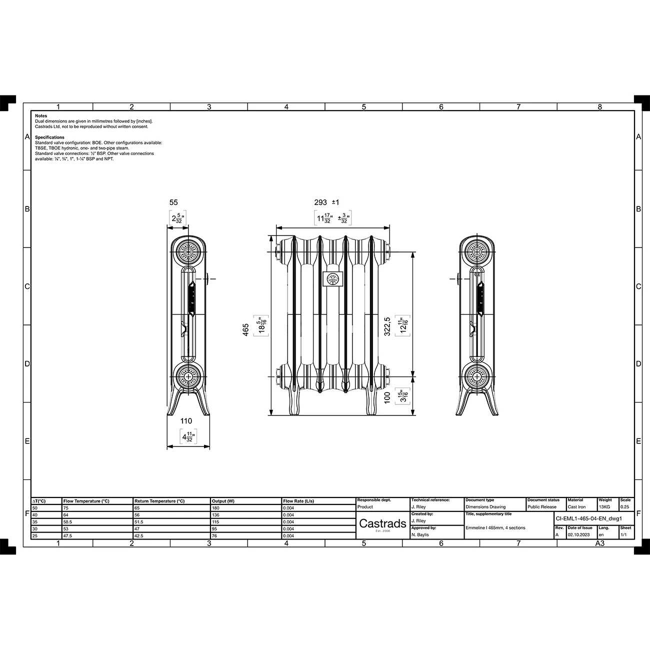 Emmeline I - Grey Bronze Cast Iron Column Radiator H465mm x W296mm 1 Column - Floor Standing - Image 4