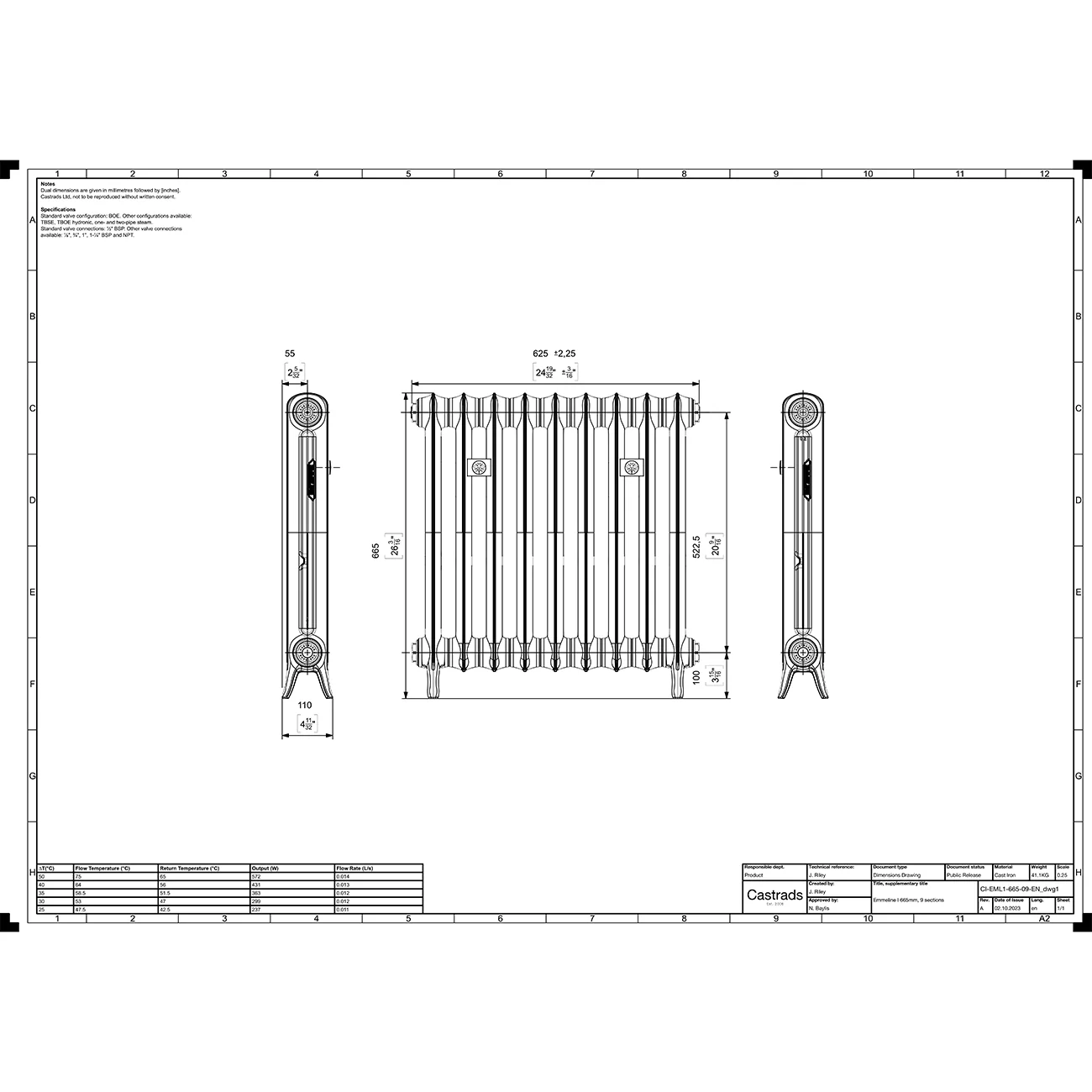 Emmeline I - Grey Bronze Cast Iron Column Radiator H665mm x W629mm 1 Column - Floor Standing - Image 4