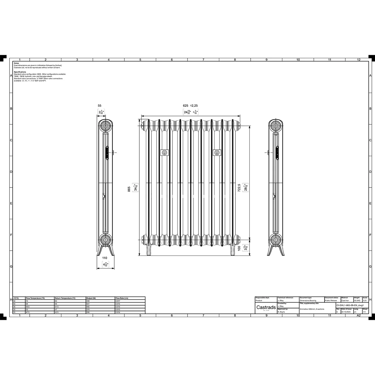 Emmeline I - Midnight Ink Cast Iron Column Radiator H865mm x W629mm 1 Column - Floor Standing - Image 4