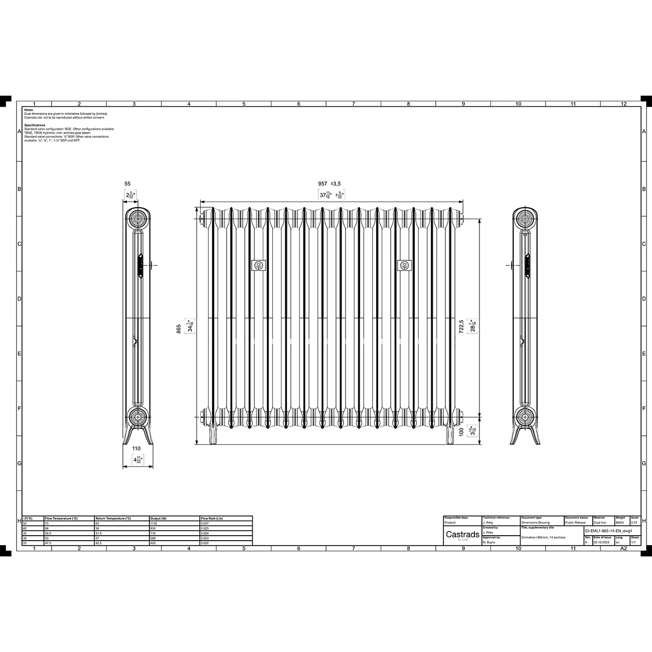 Emmeline I - Pebble Grey Cast Iron Column Radiator H865mm x W961mm 1 Column - Floor Standing - Image 3