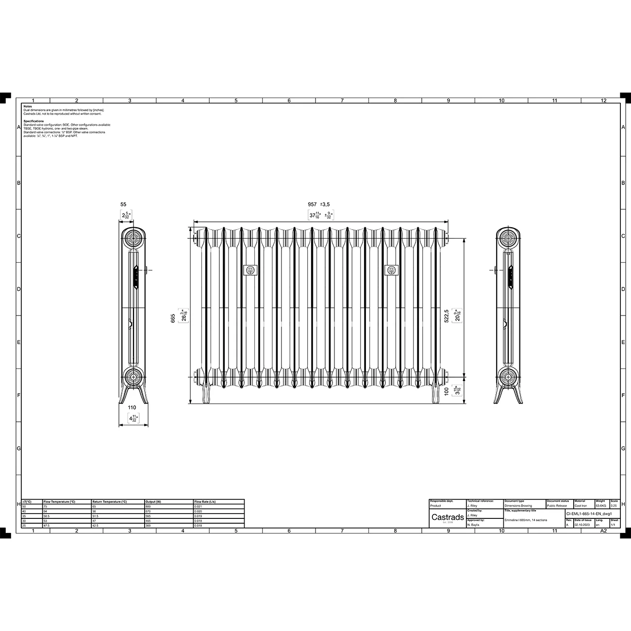 Emmeline I - Quartz Grey Cast Iron Column Radiator H665mm x W961mm 1 Column - Floor Standing - Image 3