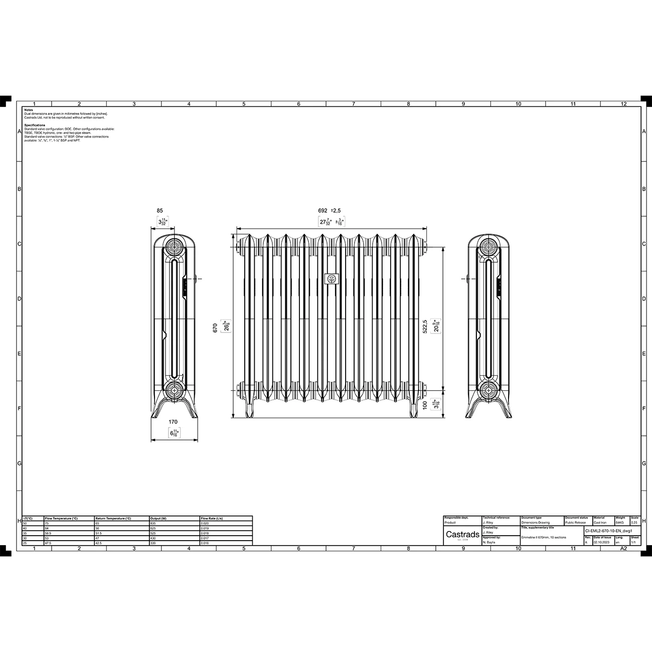 Emmeline II - Astral Grey Mid Cast Iron Column Radiator H670mm x W695mm 2 Column - Floor Standing - Image 3