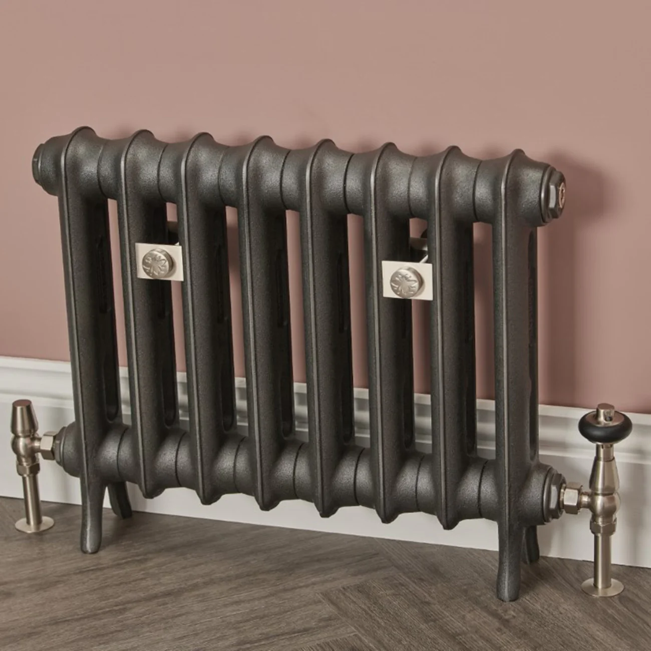 Emmeline II - Black Iron Cast Iron Column Radiator H870mm x W695mm 2 Column - Floor Standing - Image 6