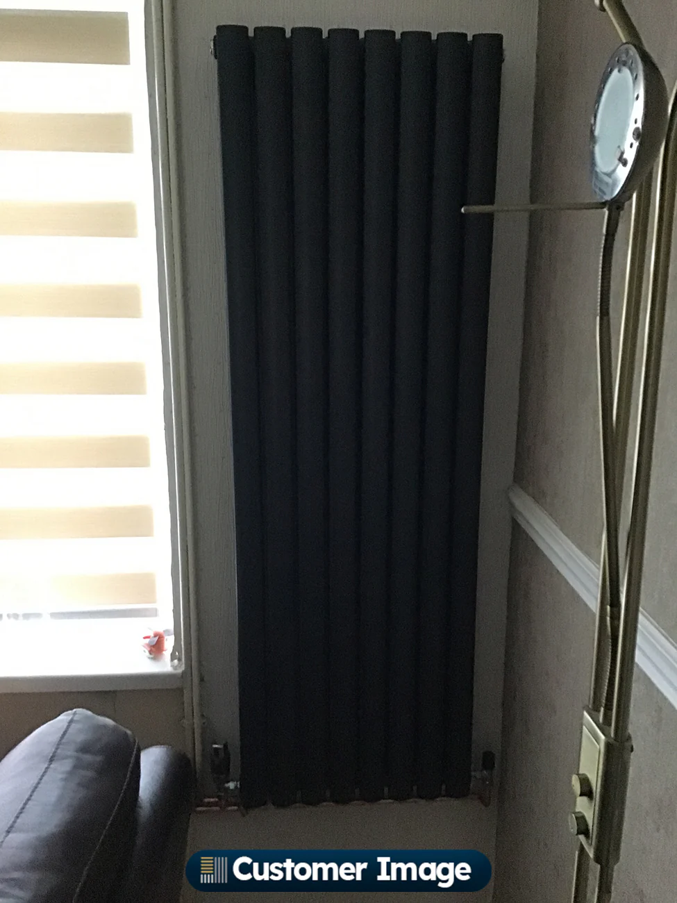 Omeara - Anthracite Designer Radiator H1400mm x W464mm Double Panel - Feet Included - Image 5