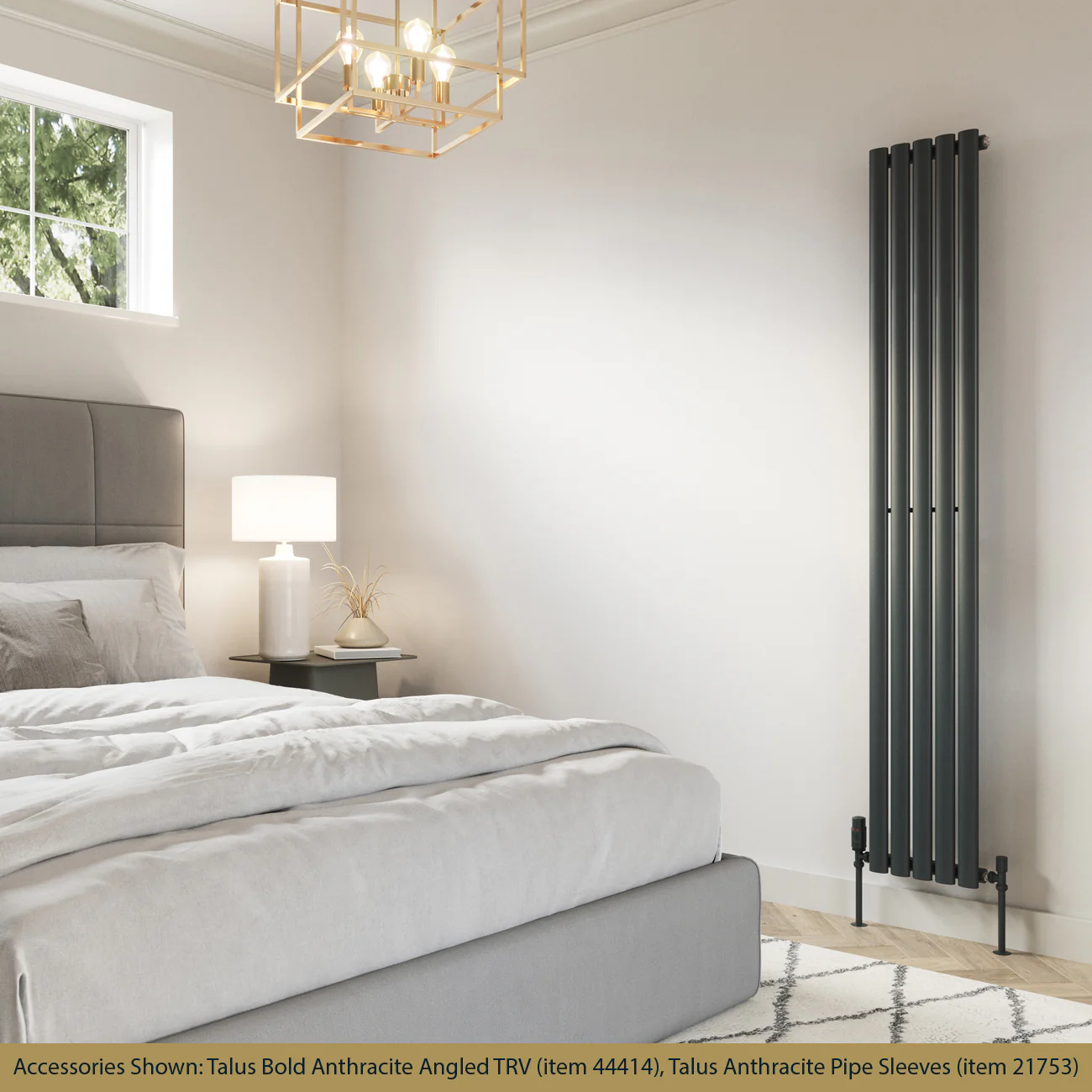 Omeara - Anthracite Designer Radiator H1800mm x W290mm Single Panel - Feet Included - Image 2