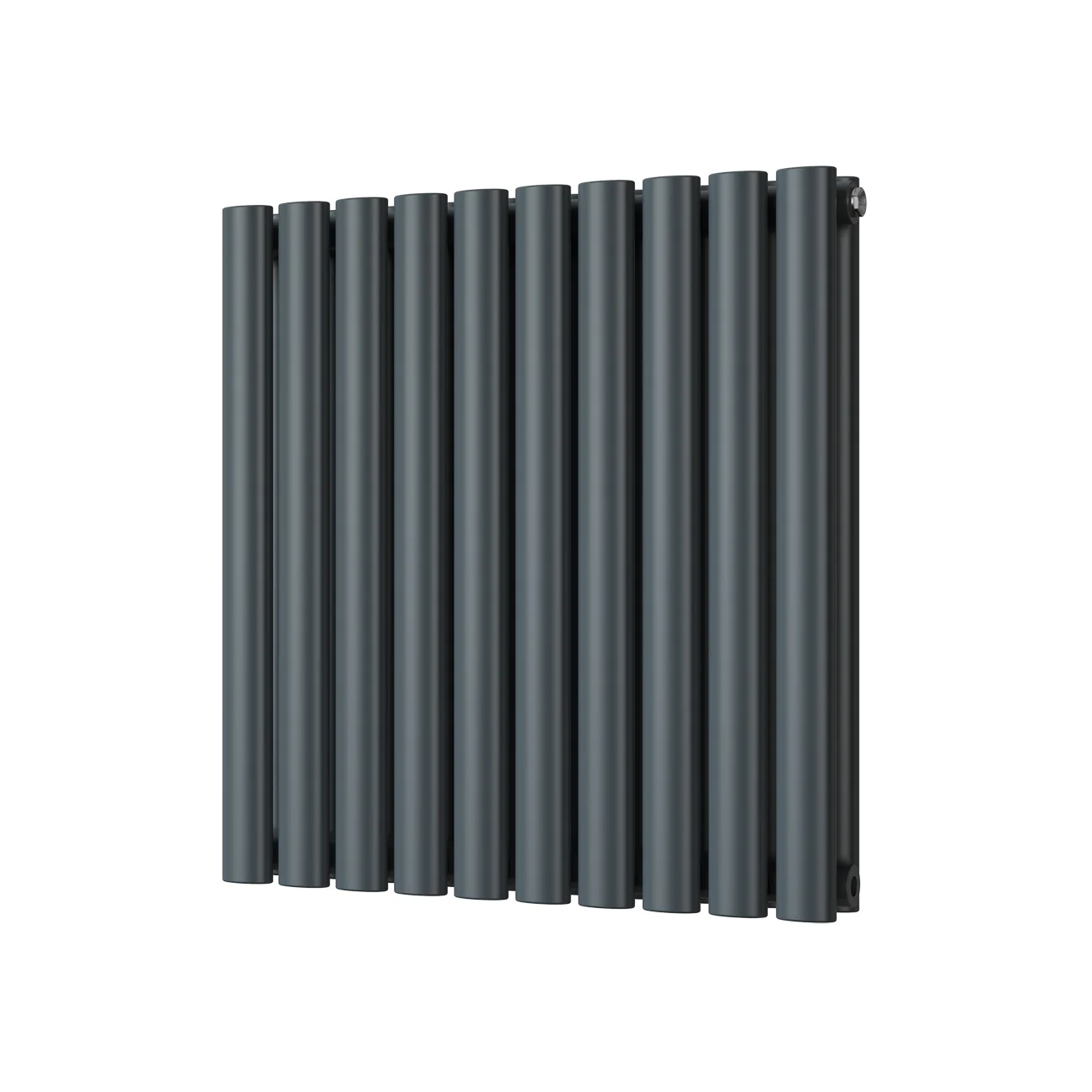 Omeara - Anthracite Designer Radiator H600mm x W580mm Double Panel - Feet Included