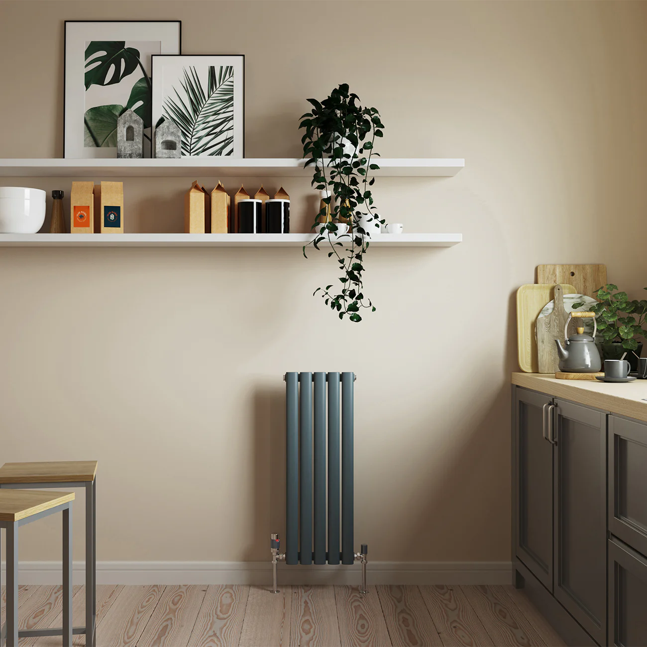 Omeara - Anthracite Designer Radiator H800mm x W290mm Single Panel - Image 2