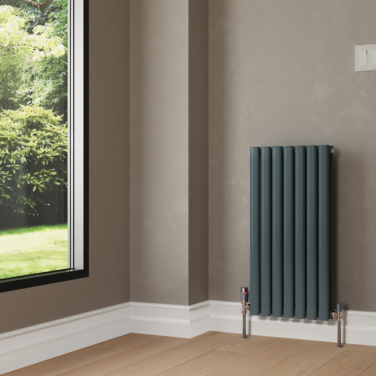 Omeara - Anthracite Designer Radiator H800mm x W406mm Double Panel - Image 2