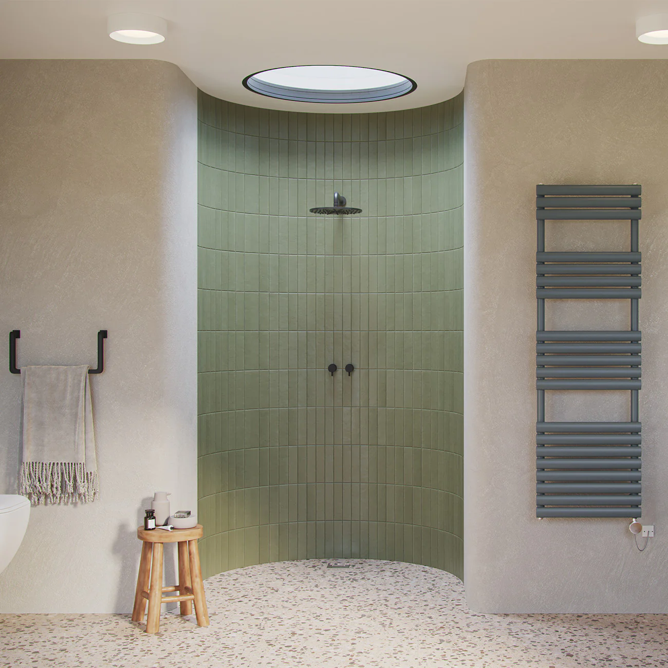 Omeara - Anthracite Electric Towel Rail H1595mm x W500mm 600w Thermostatic - Image 3