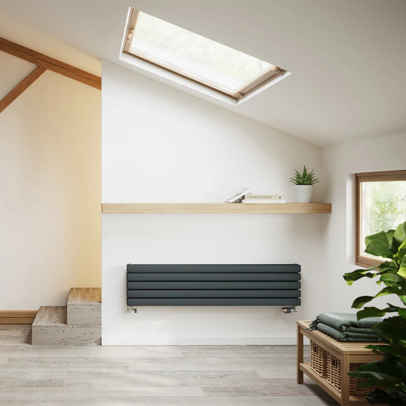 Omeara Axis - Anthracite Horizontal Radiator H290mm x W1200mm Double Panel - Image 2