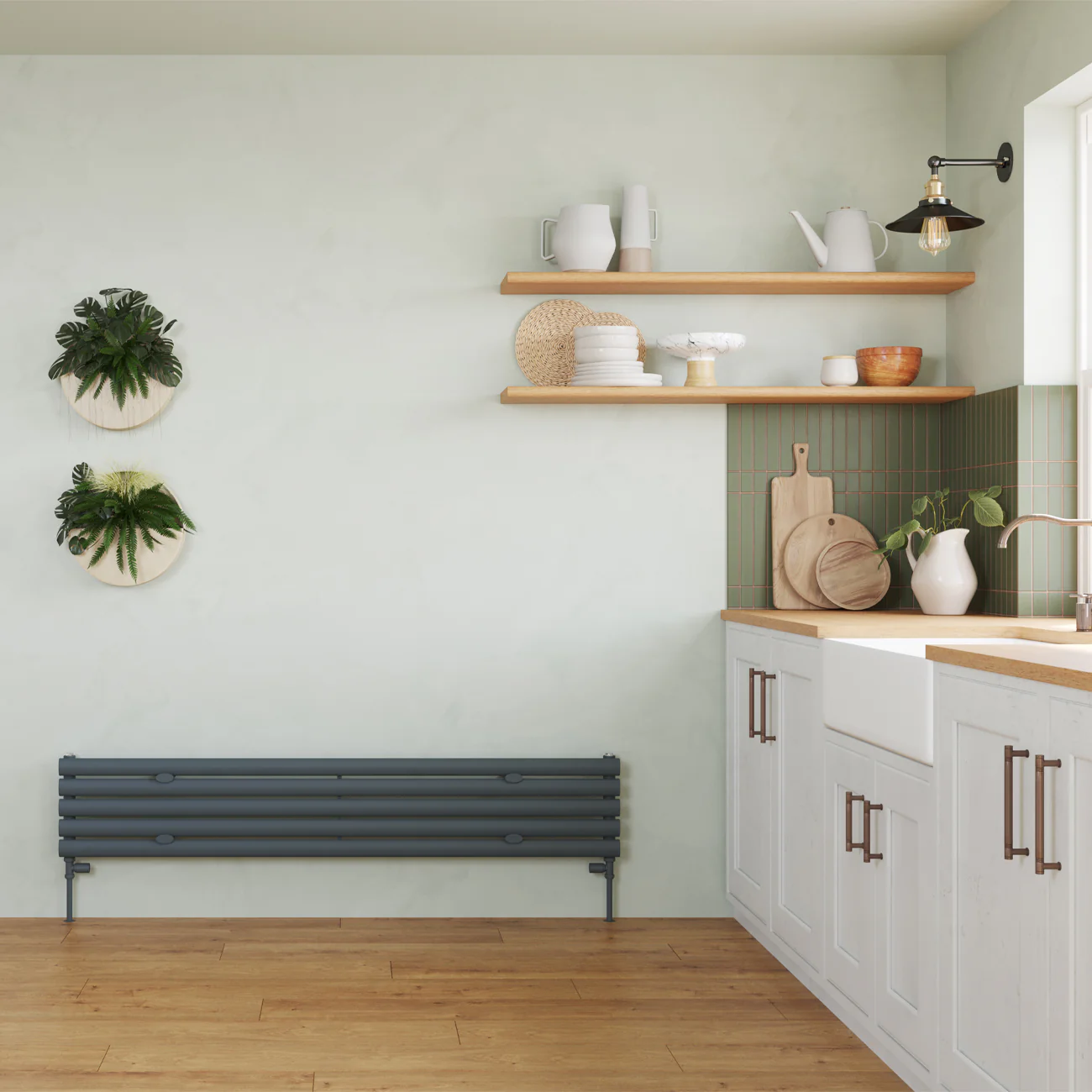 Omeara Axis - Anthracite Horizontal Radiator H290mm x W1400mm Single Panel - Image 2