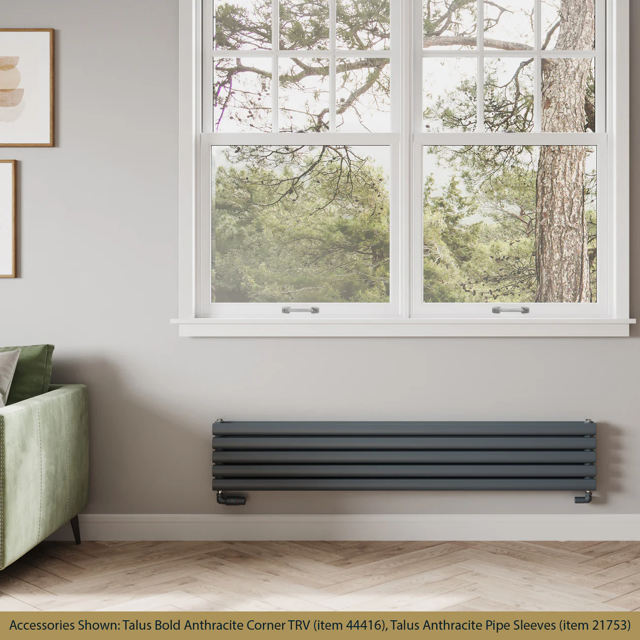 Omeara Axis - Anthracite Horizontal Radiator H290mm x W1600mm Double Panel - Image 2