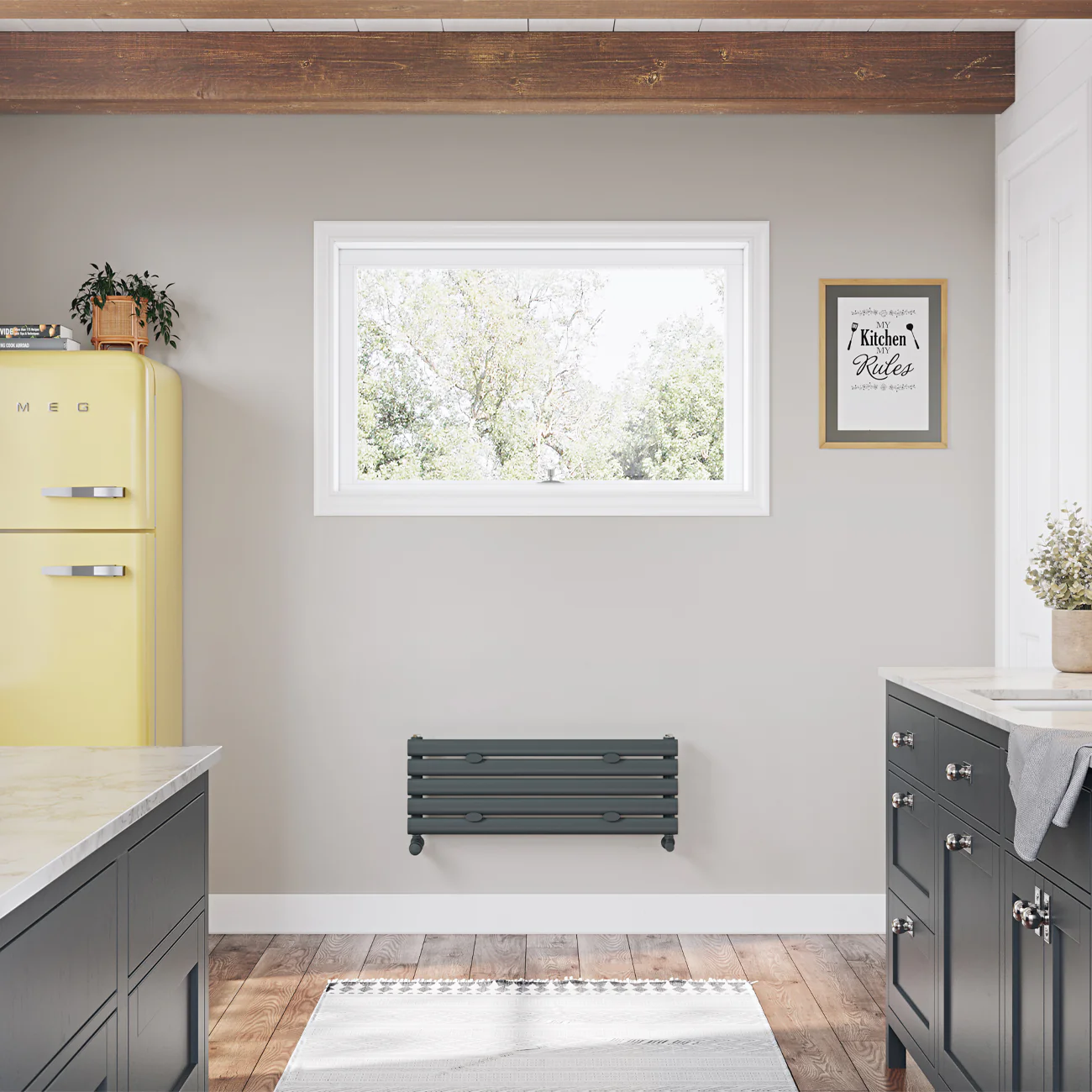 Omeara Axis - Anthracite Horizontal Radiator H290mm x W800mm Single Panel - Image 2