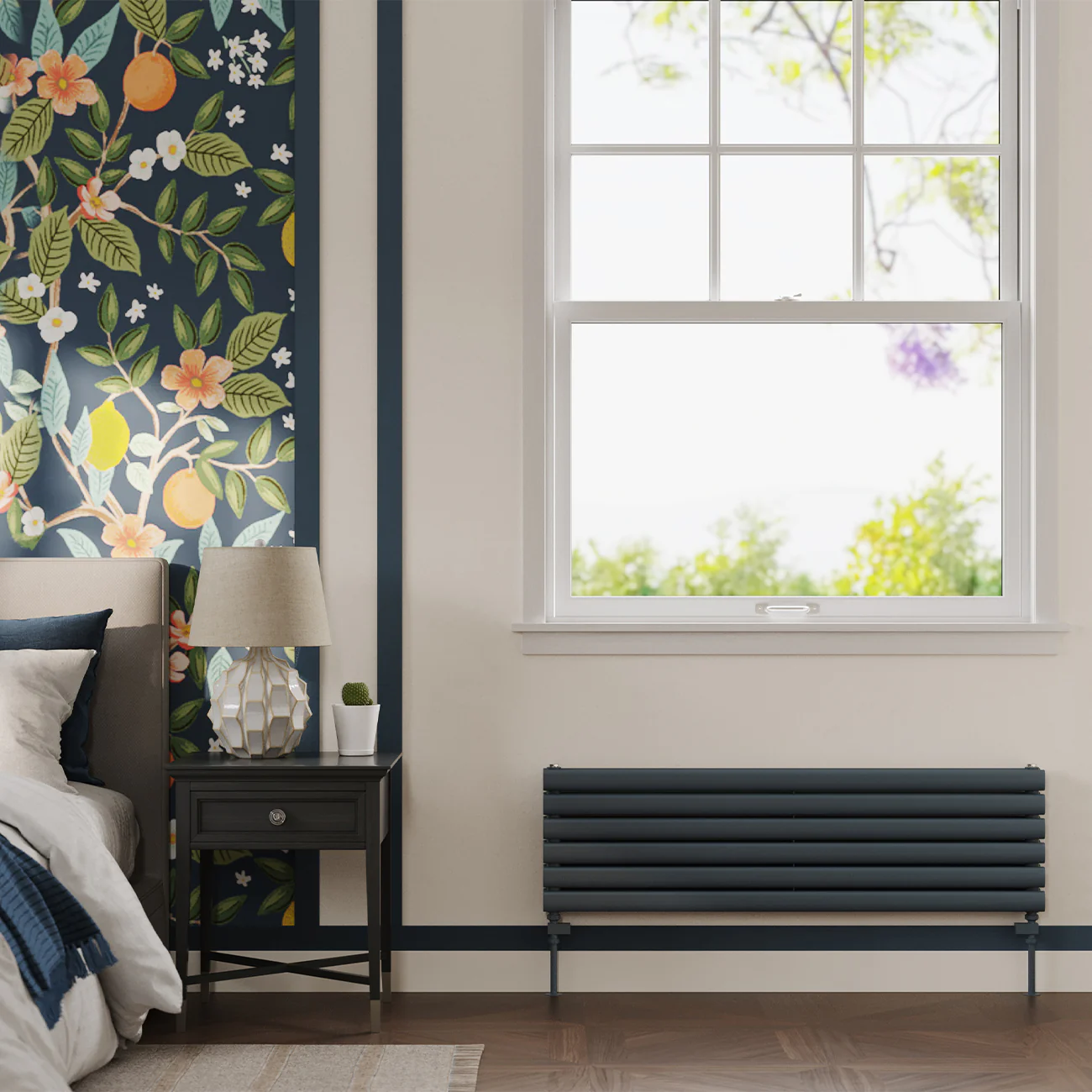 Omeara Axis - Anthracite Horizontal Radiator H348mm x W1200mm Double Panel - Image 2