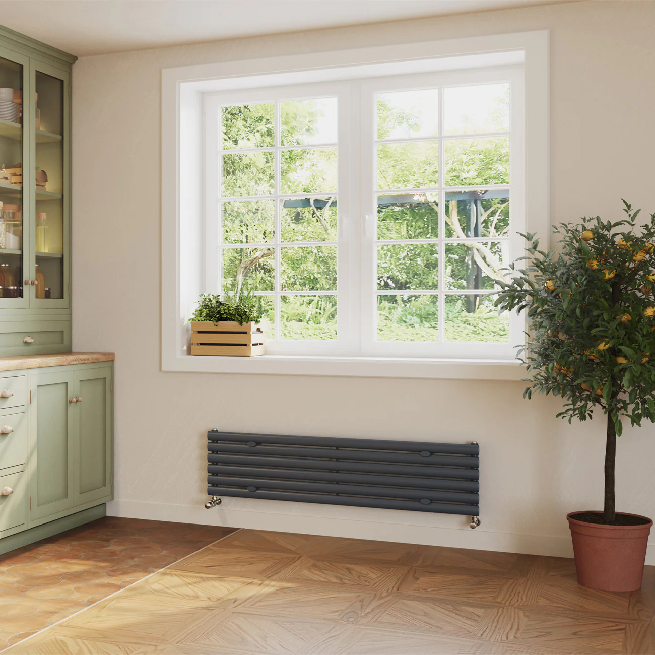 Omeara Axis - Anthracite Horizontal Radiator H348mm x W1400mm Single Panel - Image 2