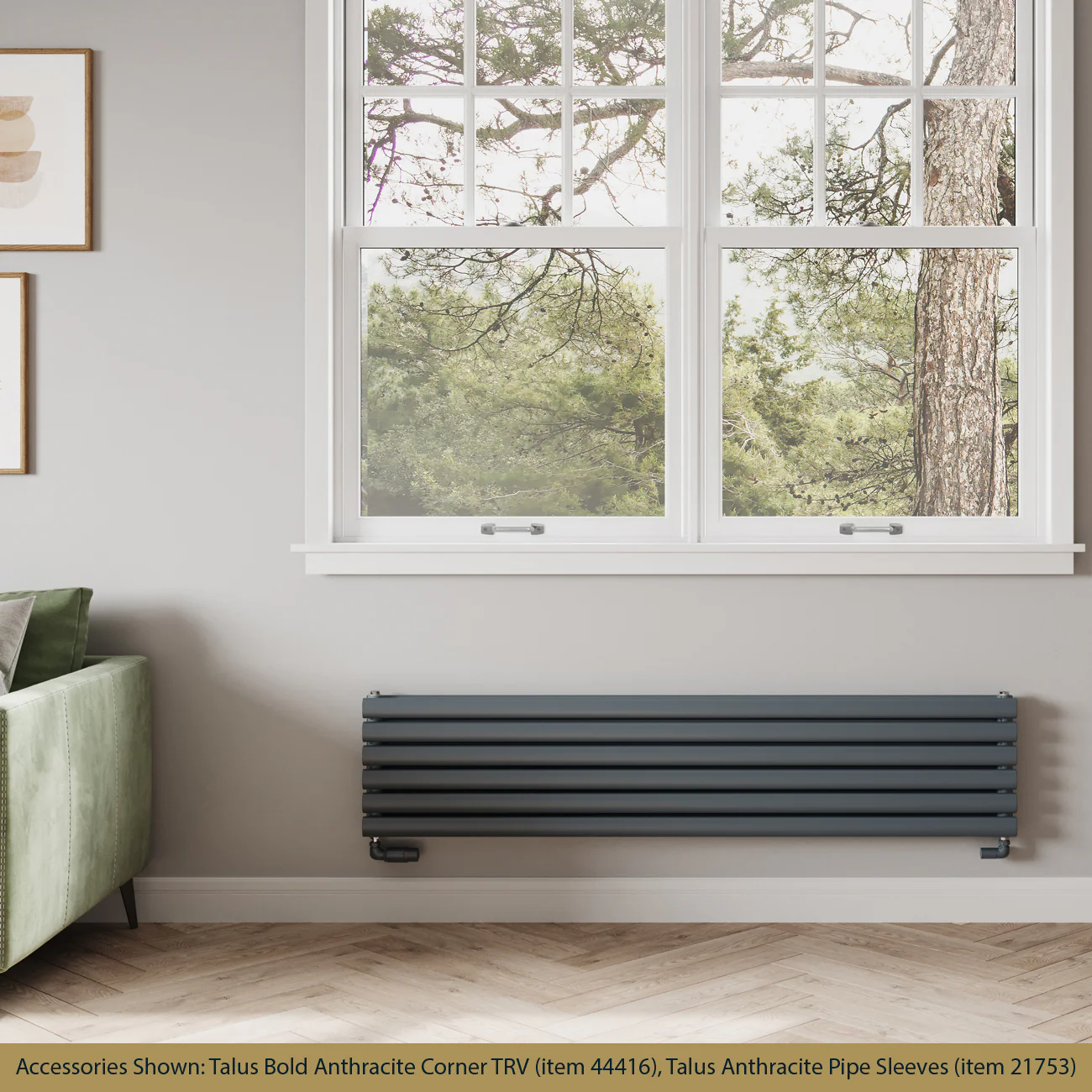 Omeara Axis - Anthracite Horizontal Radiator H348mm x W1600mm Double Panel - Image 2
