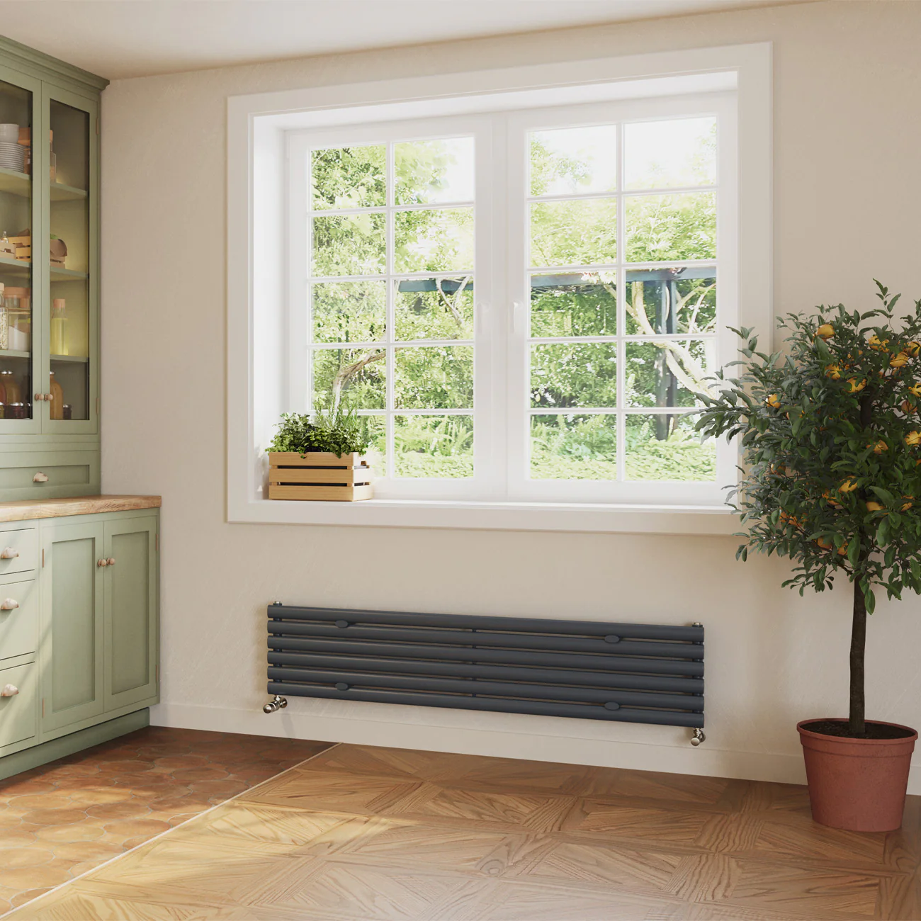 Omeara Axis - Anthracite Horizontal Radiator H348mm x W1600mm Single Panel - Image 2