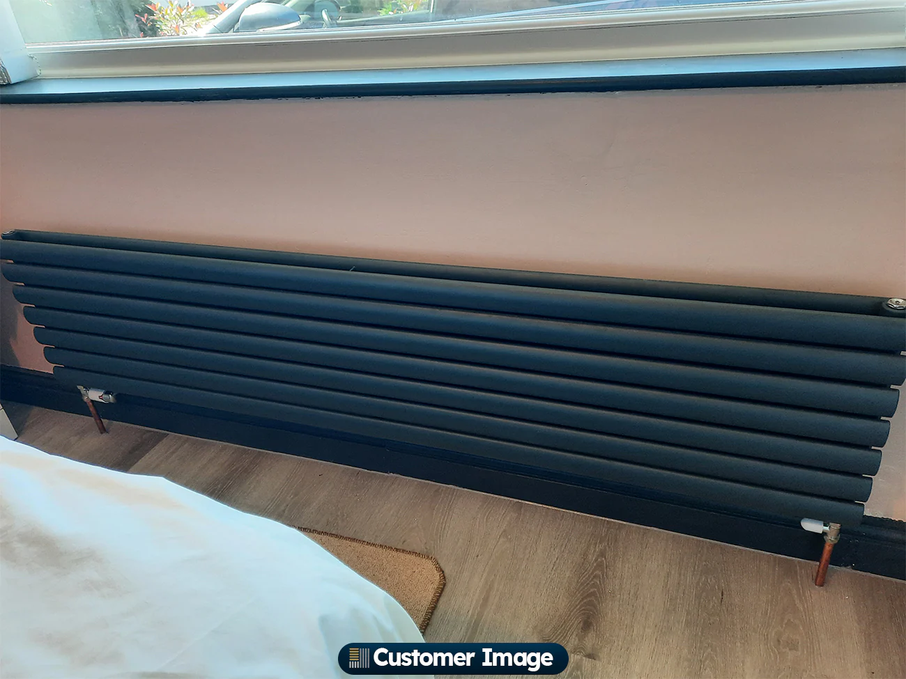 Omeara Axis - Anthracite Horizontal Radiator H406mm x W1800mm Double Panel - Image 4