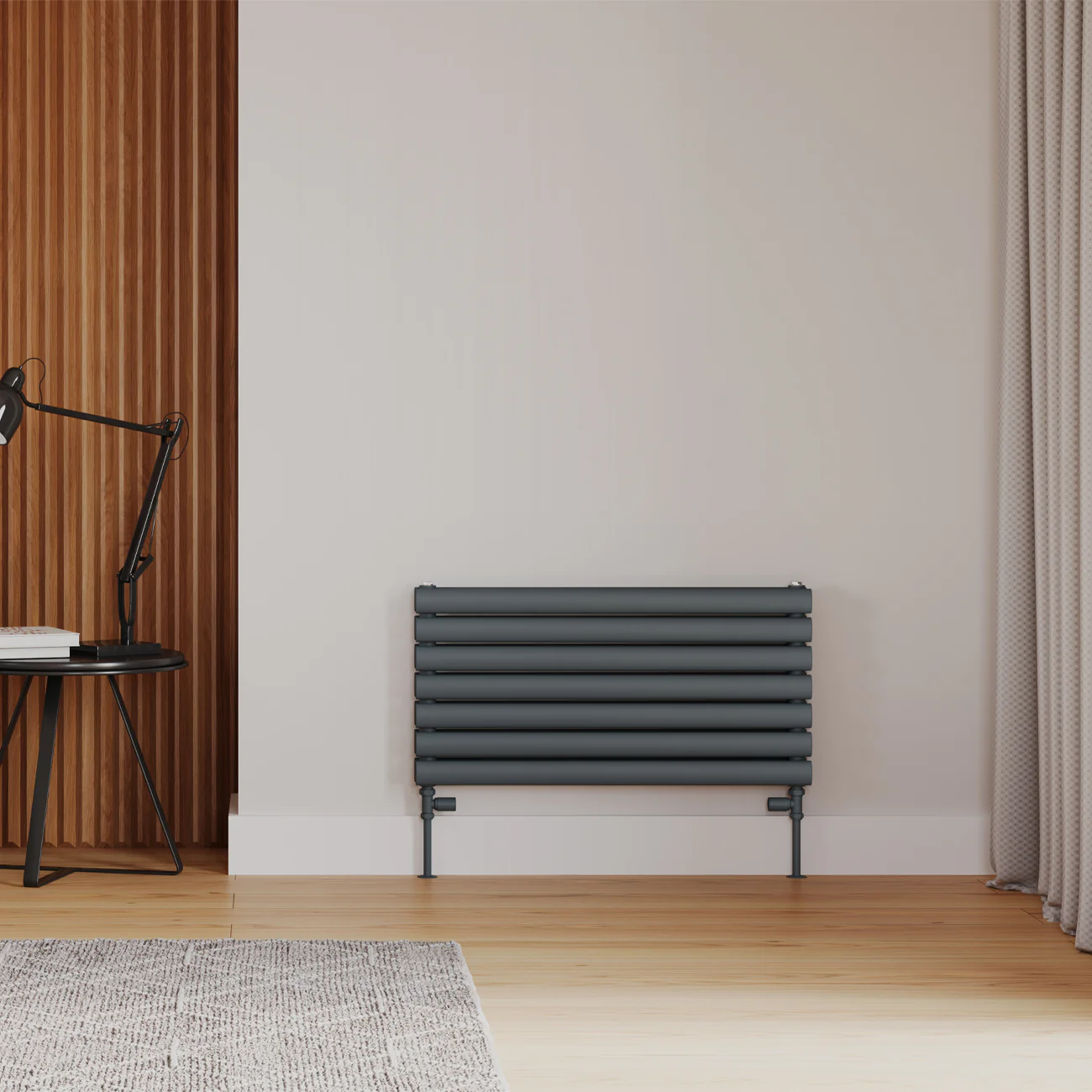 Omeara Axis - Anthracite Horizontal Radiator H406mm x W800mm Double Panel - Image 2
