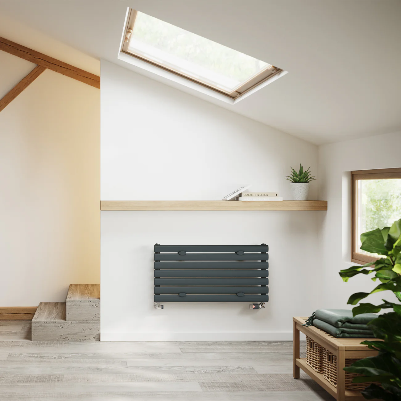 Omeara Axis - Anthracite Horizontal Radiator H406mm x W800mm Single Panel - Image 2