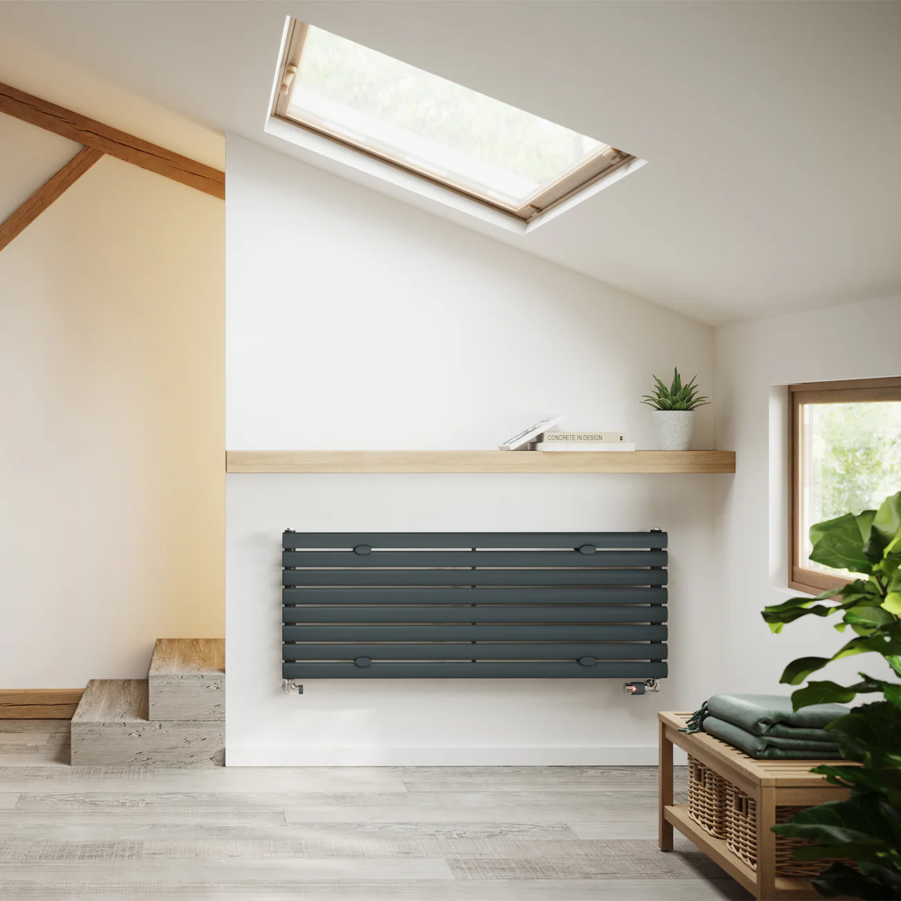 Omeara Axis - Anthracite Horizontal Radiator H464mm x W1200mm Single Panel - Image 2