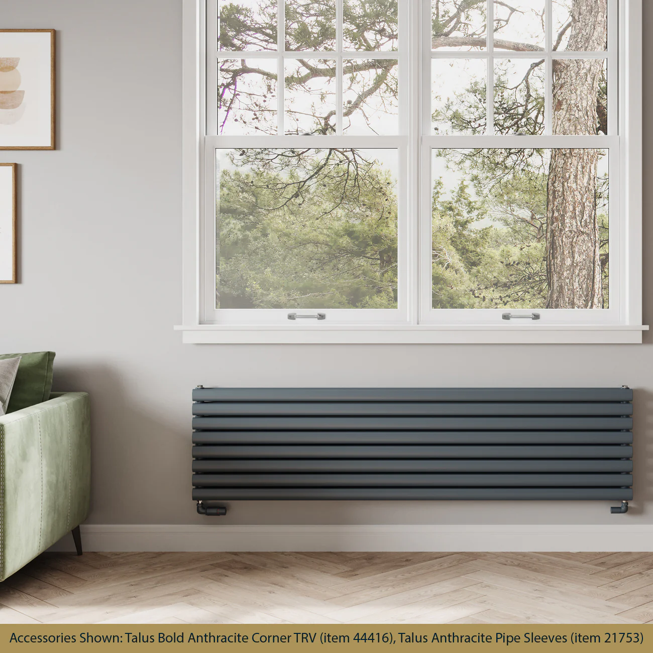 Omeara Axis - Anthracite Horizontal Radiator H464mm x W1800mm Double Panel - Image 2