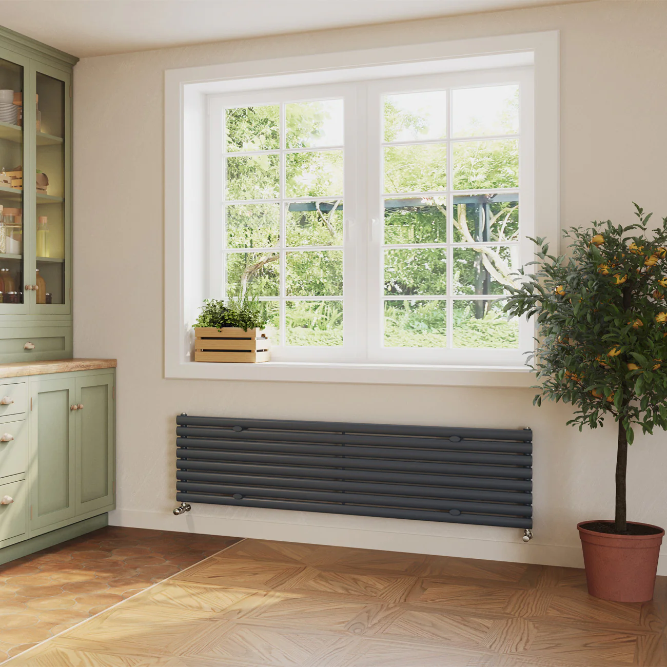 Omeara Axis - Anthracite Horizontal Radiator H464mm x W1800mm Single Panel - Image 2